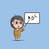 cute teacher standing in front of class vector icon illustration