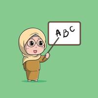 chibi teacher using glasses vector