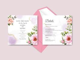 Elegant floral wedding invitation template vector