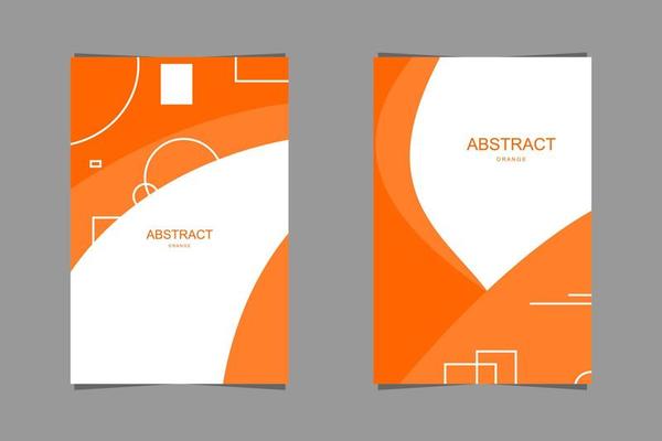 Abstract Orange with Border Shape Cover Design White Background Set