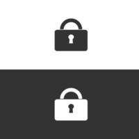 Black and White Lock Icon Sign Flat Illustration vector