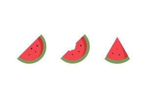 Piece of Watermelon Set Icon Flat Illustration on White Background vector