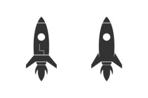 Rocket Black Icon Set Flat Illustration on White Background vector