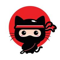 lindo personaje ninja gato negro vector