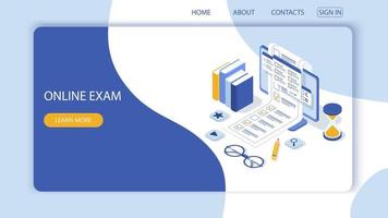 Concept of online exam,questionnaire form,online education. Vector-15. vector