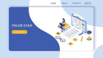 Concept of online exam,questionnaire form,online education. Vector-12. vector