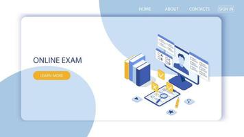 Concept of online exam,questionnaire form,online education. Vector-8. vector