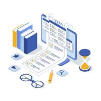 Concept of online exam,online testing. Isometric vector illustration.