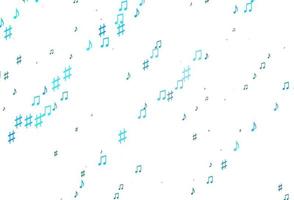 textura de vector azul claro con notas musicales.