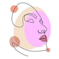 mujer de rostro fresco. el concepto de belleza de mujer atractiva. dibuja una sola línea continuamente vector