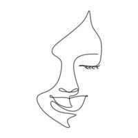 Fresh-faced woman. The concept of attractive woman's beauty. draw a single line continuously