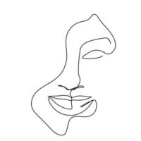 mujer de rostro fresco. el concepto de belleza de mujer atractiva. dibuja una sola línea continuamente vector