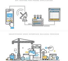 proceso de construcción de la interfaz del teléfono inteligente vector