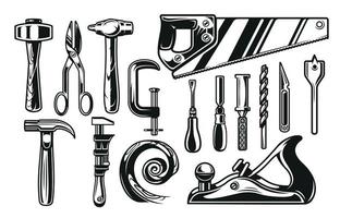 gran paquete de ilustraciones vectoriales para el tema de herramientas de carpintero