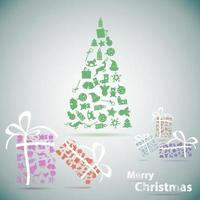 Merry Christmas tree with gifts in snow eps10 vector illustration