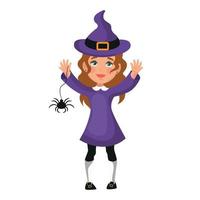 Girl dressed in a festive halloween costume - Vector