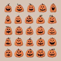 Set of 25 pcs realistic pumpkins for the holiday halloween - Vector