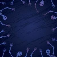 Set of skeletons against a dark background Halloween - Vector