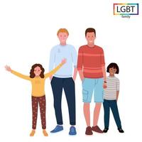 familia lgbt dos papás y dos hijas - vector