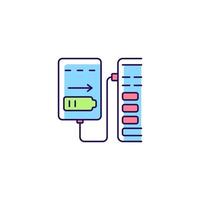 Recharge from computer USB port RGB color manual label icon vector