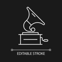 Gramophone white linear icon for dark theme vector