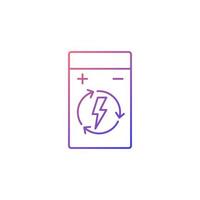 Rechargeable lithium polymer battery gradient linear vector manual label icon