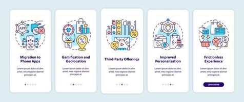 Loyalty programs trends onboarding mobile app page screen vector