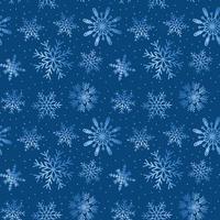 Seamless pattern with snowflakes on blue background. Vector illustration.