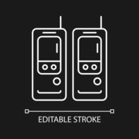 Walkie-talkie white linear icon for dark theme vector