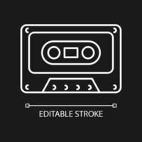 Tape cassette white linear icon for dark theme vector
