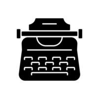 Vintage typewriter black glyph icon vector