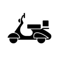 Vintage moped black glyph icon vector