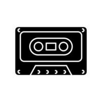 Tape cassette black glyph icon vector