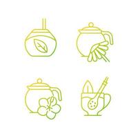 Conjunto de iconos de vector lineal degradado de té de hierbas.