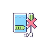 Dont disassemble powerbank RGB color manual label icon vector