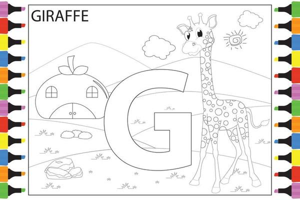 coloring Giraffe animal cartoon for kids