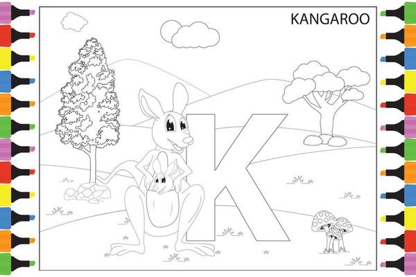 coloring Kangaroo animal cartoon for kids