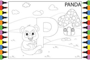coloring Panda animal cartoon for kids vector
