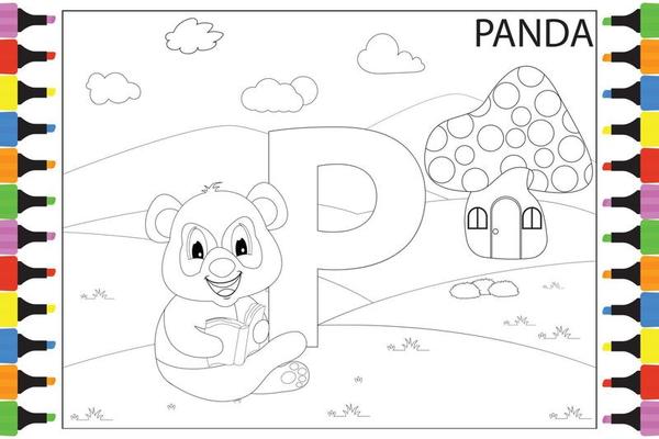 coloring Panda animal cartoon for kids