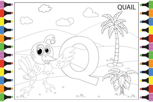 coloring Quail animal cartoon for kids