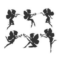 cute fairy silhouette collection vector