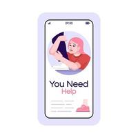 Obsessive relationship social media post smartphone app screen vector