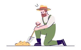 Digging man flat vector illustration