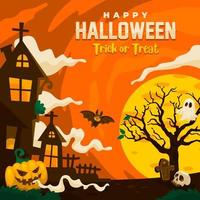 Happy Halloween Vector For Backgroud, Wallpaper, Social Media Post, Post card