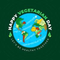 vector de verduras en la disposición de los continentes en un globo - día mundial del vegetariano