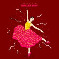 A woman dancing gracefully in ballet - World Ballet Day Vector