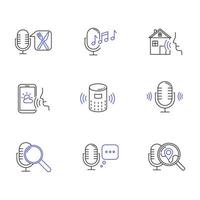 conjunto de iconos lineales del sistema de control de voz vector