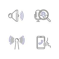 Voice control apps linear icons set vector