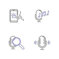 Sound request linear icons set vector