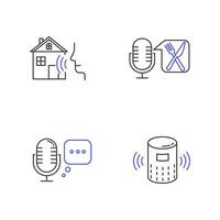 Remote control system linear icons set vector